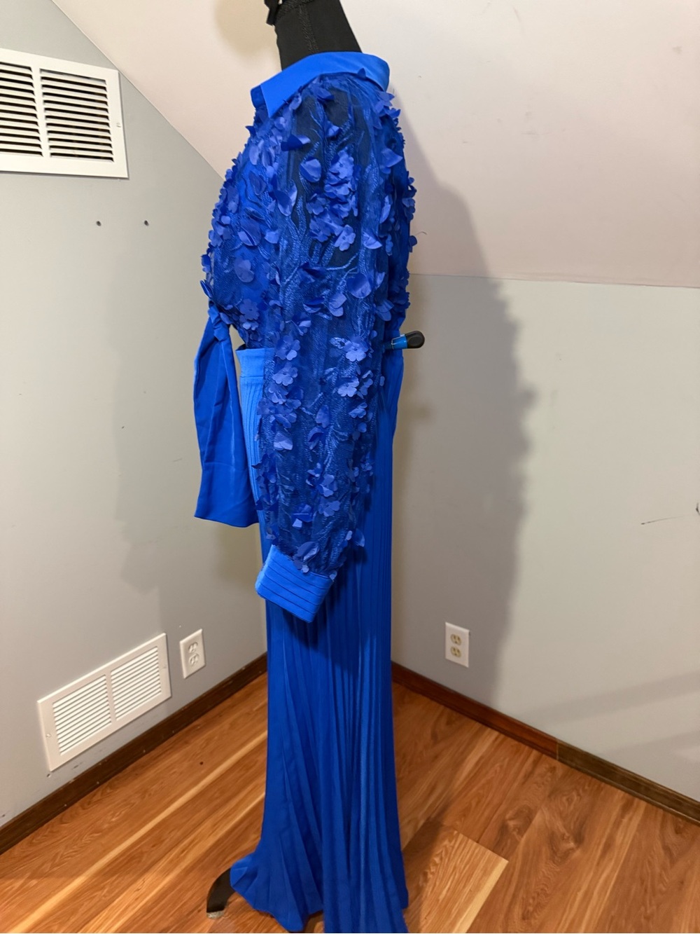 Chicme  Royal Blue Floral Appliqué Wide-Leg Jumpsuit - Picture 5 of 15